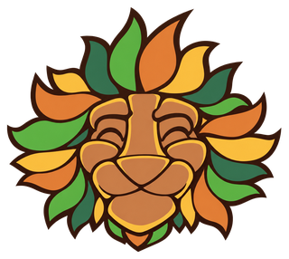 The Dutch-Smart mascot, a smiling lion head